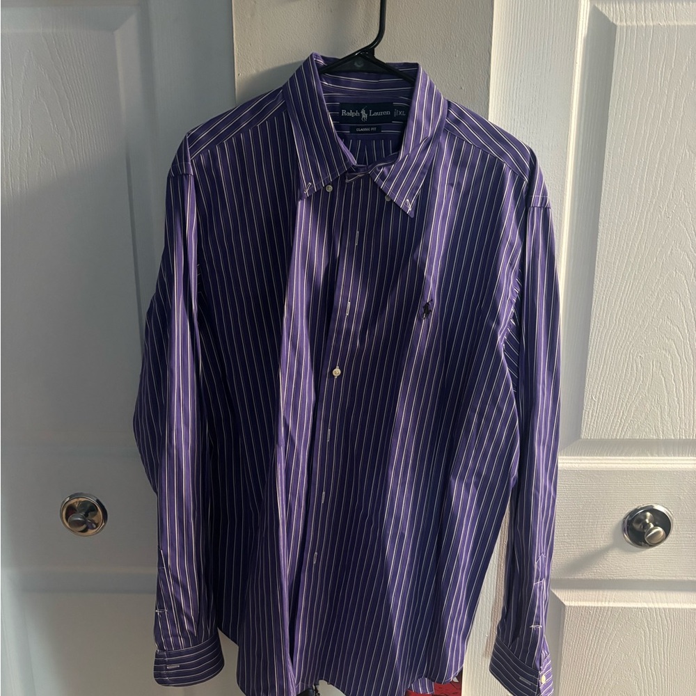 Ralph Lauren Men's Purple Striped Shirt